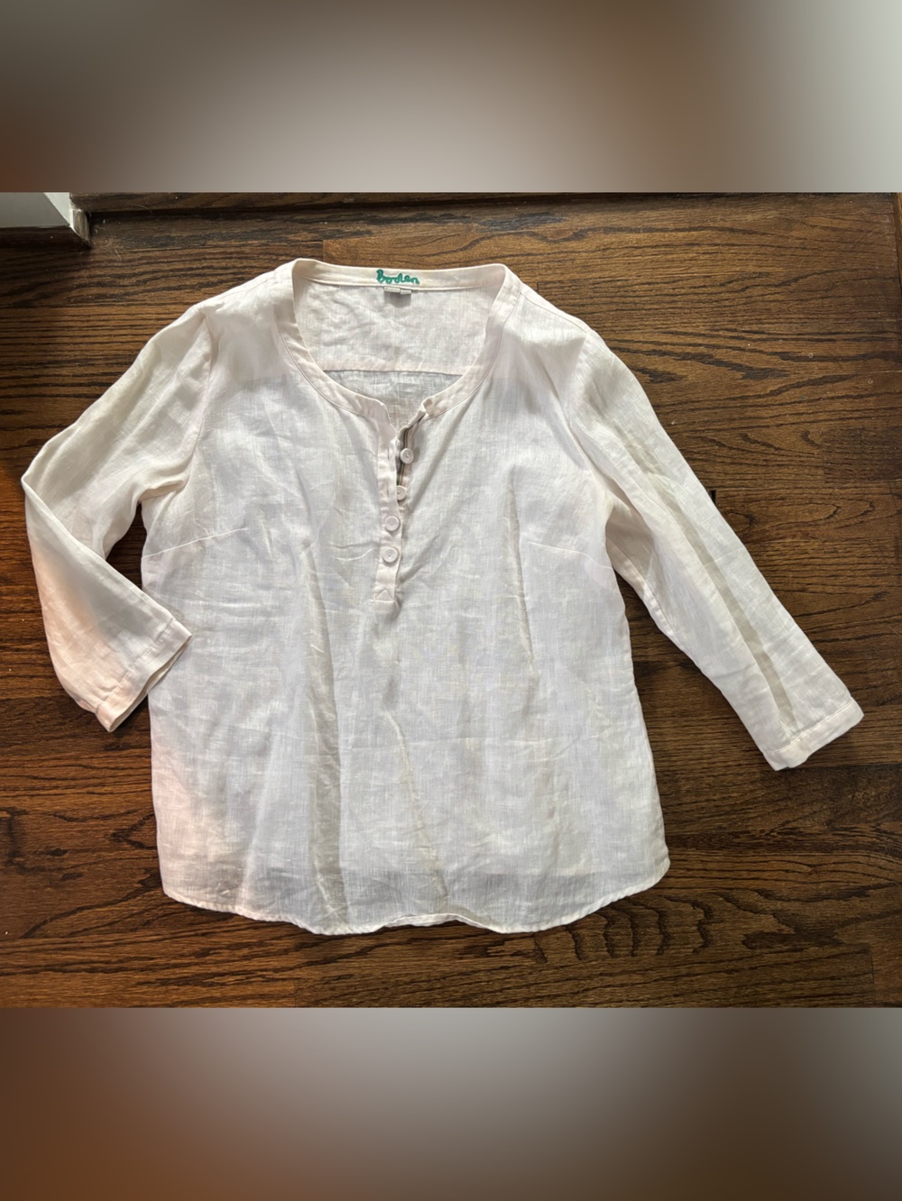 BODEn Lightweight very light pink Henley Top size 12 US